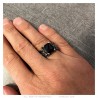 Bague royaliste homme femme dragon Pierre noire Acier inoxydable  IM#25907