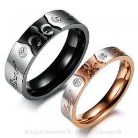 Alliance Real Love Rose Gold Noir Mariage Fleur Lys bobijoo