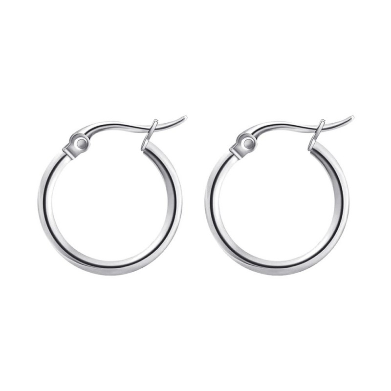 Boucle d'Oreille créole Anneau 20mm Acier inoxydable argent  IM#25968