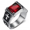 Red stone ring for men and women, royalist, stainless steel, IM#26018