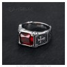 Red stone ring for men and women, royalist, stainless steel, IM#26020