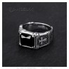 Anillo de piedra negra Hombre Mujer monárquico Acero inoxidable IM#26026