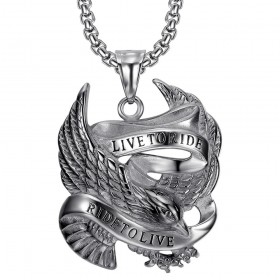 Eagle Live To Ride USA Biker Pendant Stainless Steel Chain IM#26030