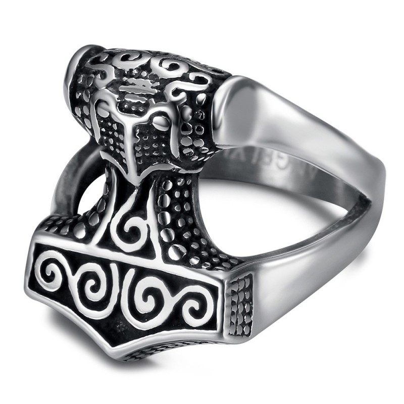 Anillo vikingo Martillo de Thor Mjöllnir Hombre Acero inoxidable IM#26036