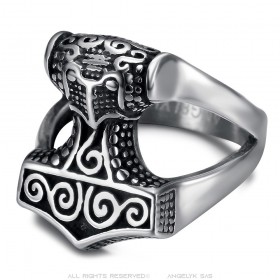 Viking ring Thor's hammer Mjöllnir Men Stainless steel IM#26037