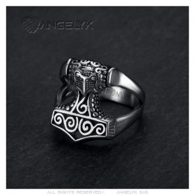 Bague viking Marteau de Thor Mjöllnir Homme Acier inoxydable  IM#26038