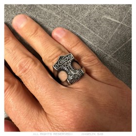 Anillo vikingo Martillo de Thor Mjöllnir Hombre Acero inoxidable IM#26040