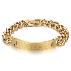 Bracciale Curb Jesus Cross da uomo in acciaio inossidabile oro IM#26043