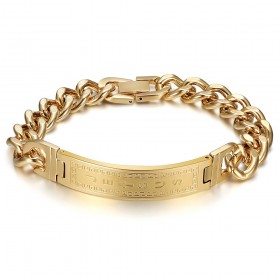 Curb Jesus Cross bracelet for men Stainless steel Gold IM#26043
