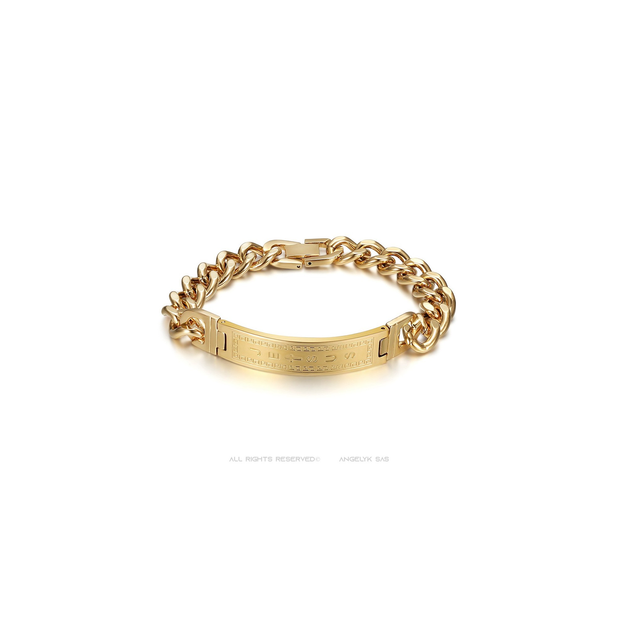 Cross Bracelet Mens Gold Bracelet With Name Curb Jesus Cross