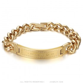 Pulsera Curb Jesus Cross para hombre Acero inoxidable Oro IM#26044