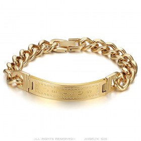Curb Jesus Cross bracelet for men Stainless steel Gold IM#26044
