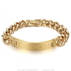 Pulsera Curb Jesus Cross para hombre Acero inoxidable Oro IM#26044