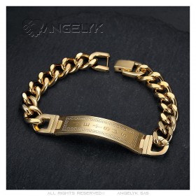 Curb Jesus Cross bracelet for men Stainless steel Gold IM#26045