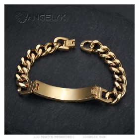 Cadena de eslabones Jesús Pulsera cruzada para hombre Acero inoxidable Oro IM#26046