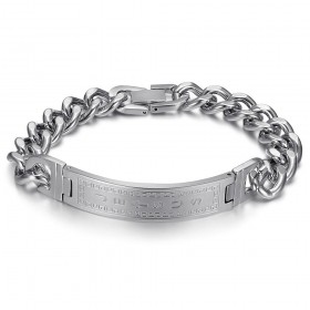 Curb Jesus Cross bracelet for men Stainless steel Silver IM#26049