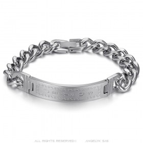 Curb Jesus Cross bracelet for men Stainless steel Silver IM#26050