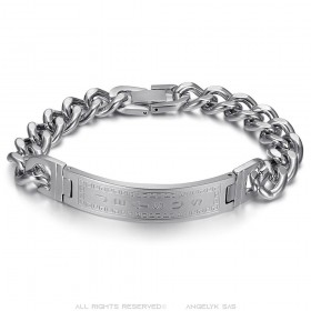 Pulsera Curb Jesus Cross para hombre Acero inoxidable Plata IM#26050