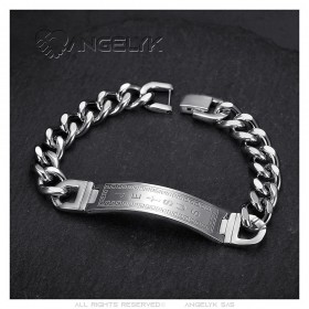 Bracciale Curb Jesus Cross da uomo in acciaio inossidabile argento IM#26051