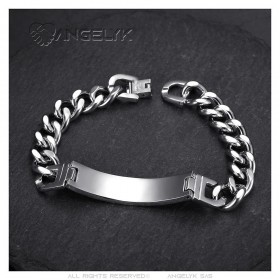 Gourmette Jésus Bracelet croix homme Acier inoxydable Argent  IM#26052