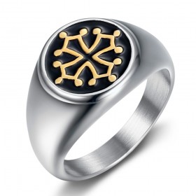 Unisex Occitan cross ring Stainless steel Gold IM#26062