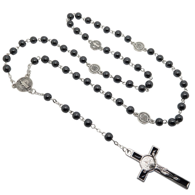 BOBIJOO Jewelry - Rosenkranz Katholische Hämatit Kreuz des