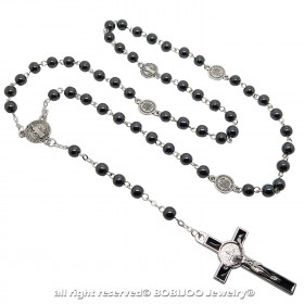 Rosary Catholic Hematite Cross of Saint Benedict  IM#26080