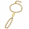 Bracelet de main Lettre initiale Graine de café Acier inoxydable Or  IM#26117
