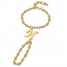Bracelet de main Lettre initiale Graine de café Acier inoxydable Or  IM#26118