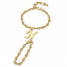Bracelet de main Lettre initiale Graine de café Acier inoxydable Or  IM#26124