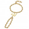 Bracelet de main Lettre initiale Graine de café Acier inoxydable Or  IM#26133