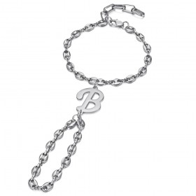 Bracciale anello Passa Mano Lettera Coffee Bean Acciaio Oro  IM#26140