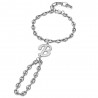 Bracelet de main Lettre initiale Graine de café Acier inoxydable Argent  IM#26140
