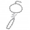 Bracelet de main Lettre initiale Graine de café Acier inoxydable Argent  IM#26152