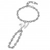 Bracelet de main Lettre initiale Graine de café Acier inoxydable Argent  IM#26161