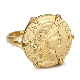 Marianne Coq ring with coin holder 20 Francs Gold Plated IM#26174