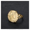 Anillo Marianne Coq con portamonedas 20 Francos Chapado en Oro IM#26176