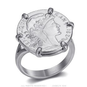 Marianne Coq Ring mit 20-Francs-Münzhalter vergoldet IM#26182