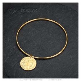 Napoleon III bangle bracelet 316l stainless steel Gold 65mm IM#26197
