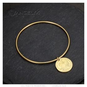 Bracelet jonc Napoléon III Acier inoxydable 316l Or 65mm  IM#26198