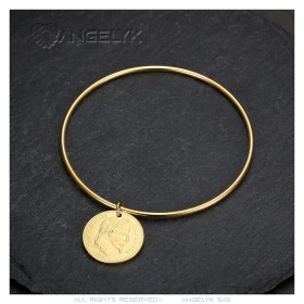 Napoleon III bangle bracelet 316l stainless steel Gold 65mm IM#26209