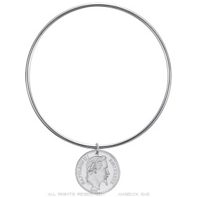 Brazalete tipo brazalete Napoleón III Acero inoxidable 316l Plata 65 mm IM#26232