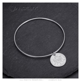 Bracciale rigido Napoleone III in acciaio inossidabile 316l Argento 65 mm IM#26234