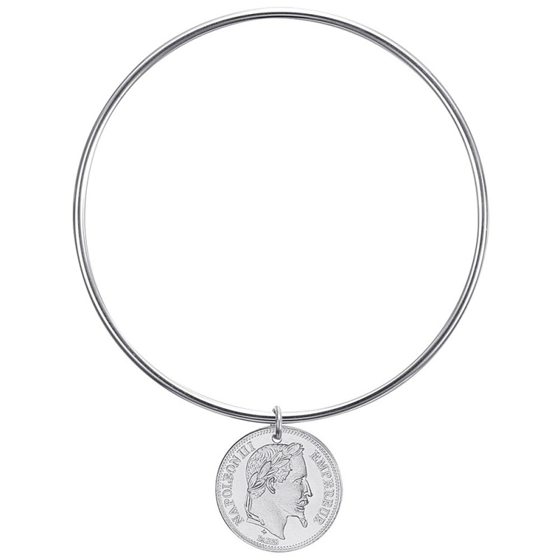 Bracelet jonc Napoléon III Acier inoxydable 316l Argent 65mm IM#26239 Bracelet jonc Napoléon III Acier inoxydable 316l Argent 65mm IM#26239