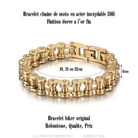 Bracelet Chaine de moto Acier inoxydable Or  IM#26276