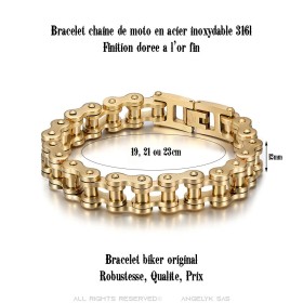 Motorcycle Chain Bracelet Stainless Steel Gold IM#26276