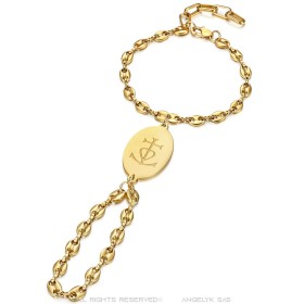 Passa Mano holy Sara Camargue ring bracelet Steel Gold  IM#26282