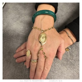 Passa Mano holy Sara Camargue ring bracelet Steel Gold  IM#26283