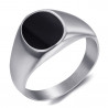 Anillo De Sellar Pequeño Cabujón Esmalte Negro Acero 316L bobijoo