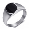 Signet Ring Small Cabochon Black Enamel 316L Steel bobijoo